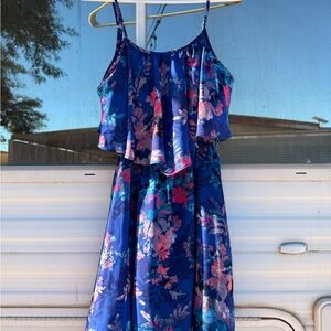Floral Blue Sleeveless Dress